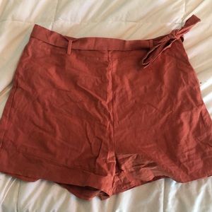 burnt orange high waisted shorts